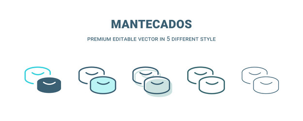 Mantecados icon in 5 different style outline vector