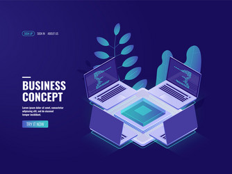 server room isometric big data processing cloud vector image