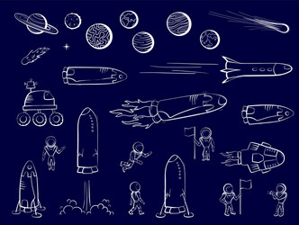 Set of space objects vector