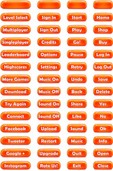 set of text game buttons in cartoon style vector image
