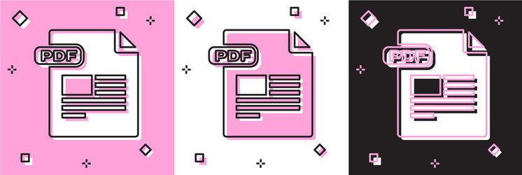 set pdf file document download button icon vector image