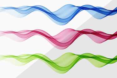 abstract color waves set of three colored vector image