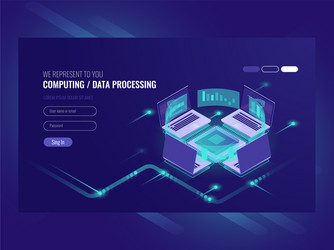 big data processing and calculating process vector image