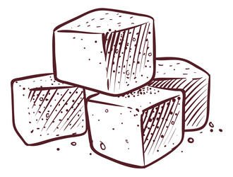 Cube blocks sketch refined sugar in vintage vector