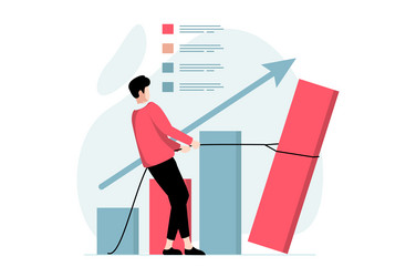 data analysis concept with people scene in flat vector image