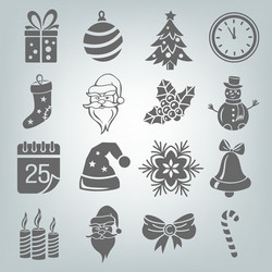 set of christmas icons isolated vector