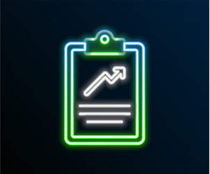 glowing neon line clipboard with graph chart icon vector image