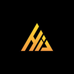 h i monogram initial logo with a yellow triangle vector image