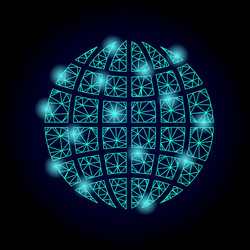 polygonal network mesh globe with light spots vector image