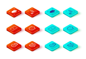 set fingerprint with lock mobile and face vector image