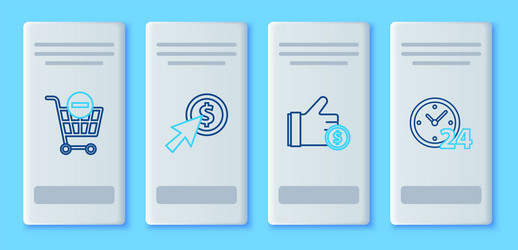 set line cursor and coin hand holding remove vector image