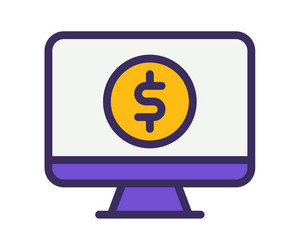 computer monetize screen single isolated icon vector image