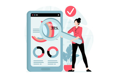 data analysis concept with people scene in flat vector image