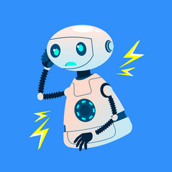 faulty broken robot emits electrical discharges vector image