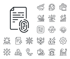 Fingerprint document line icon finger print scan vector