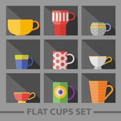 flat color cups on shelf set vector image