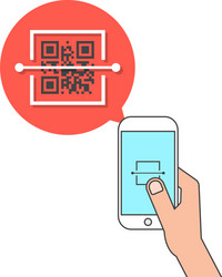 Hand holding phone and scanning qr code vector