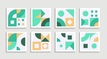 modern geometric artwork poster set with simple vector image