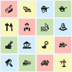 set of 16 editable structure icons includes vector image