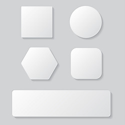 Set of white blank button round square rounded vector