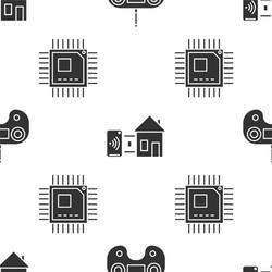 set remote control smart home and processor vector image