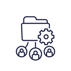 active directory line icon with users and folder vector image