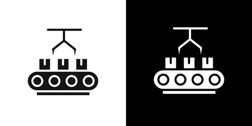 assembly line icon flat set outline vector image