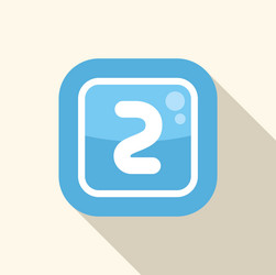 blue rounded square icon showing number two vector image
