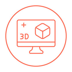 computer monitor with 3d box line icon vector image