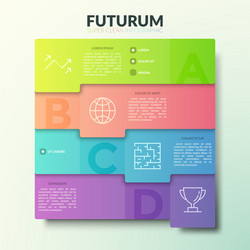 four overlapped colorful rectangular elements vector image