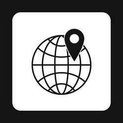 Globe and map pointe icon simple style vector