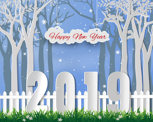 Happy new year 2019 with winter season vector