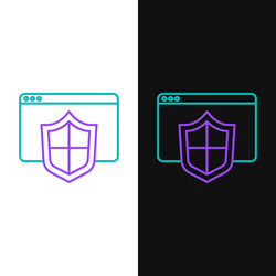 line browser with shield icon isolated on white vector image