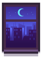 Night cityscape in window frame view from vector