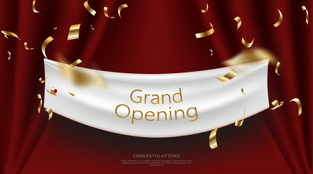 realistic grand opening invitation with red Vector Image