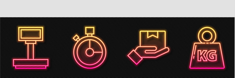 set line delivery hand with boxes scale fast vector image