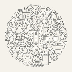 Space Line Icons - Celestial Objects vector image
