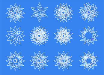 symmetrical snowflake icon set vector image