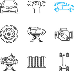 auto workshop linear icons set vector image