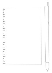 contour of notepad with pen from black lines vector image