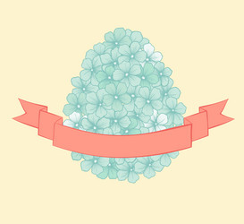 Flowers graphics in the form of egg with ribbon vector