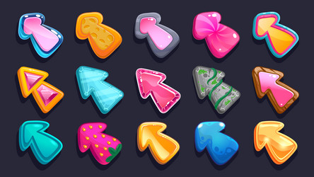 game arrows asset cartoon cursors and pointers vector image