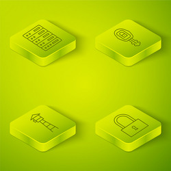 set isometric car key with remote watch tower vector image