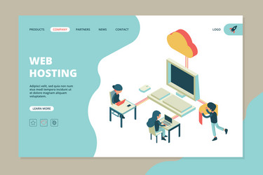 web hosting landing business page computer vector