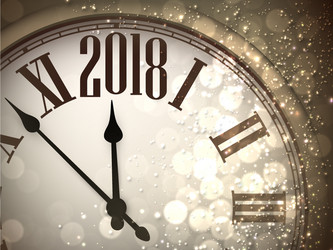 2018 new year background with clock vector image