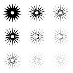 abstract radial elements radiating lines set of 9 vector image