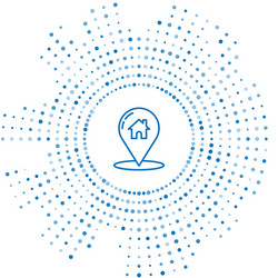 blue line map pointer with house icon isolated vector image
