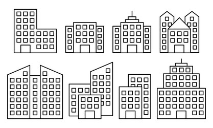 buildings line icon set architecture concept can vector image