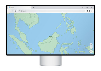 computer monitor with map of brunei in browser vector image