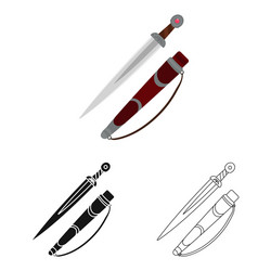 isolated object of dagger and knife icon set vector image